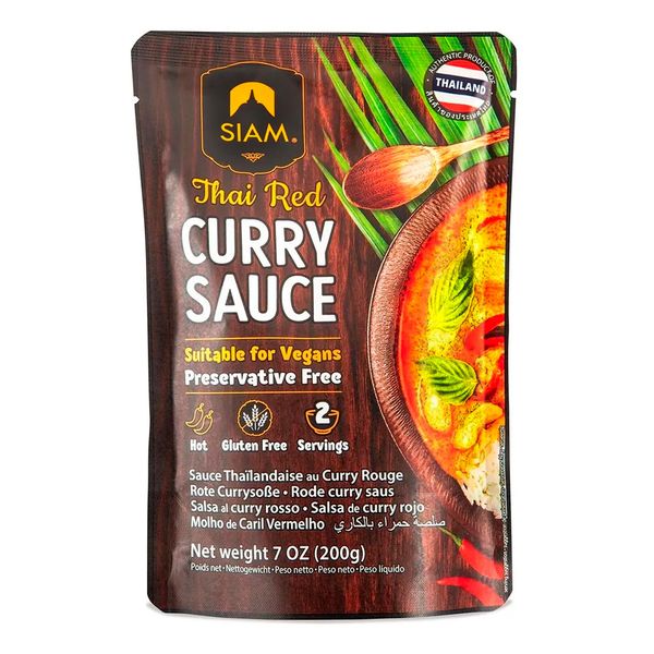 Molho Pronto de Curry Vermelho em Sachê Siam 200g