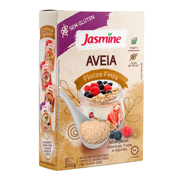Aveia Sem Glúten Em Flocos Finos Jasmine 200g