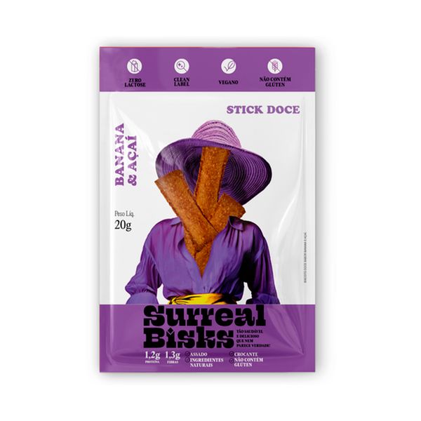 Stick Doce de Banana & Açaí Surreal Bisks 20g