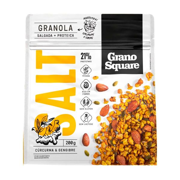 Granola Salgada Com Cúrcuma e Gengibre Vegana Sem Glúten GranoSquare 200g