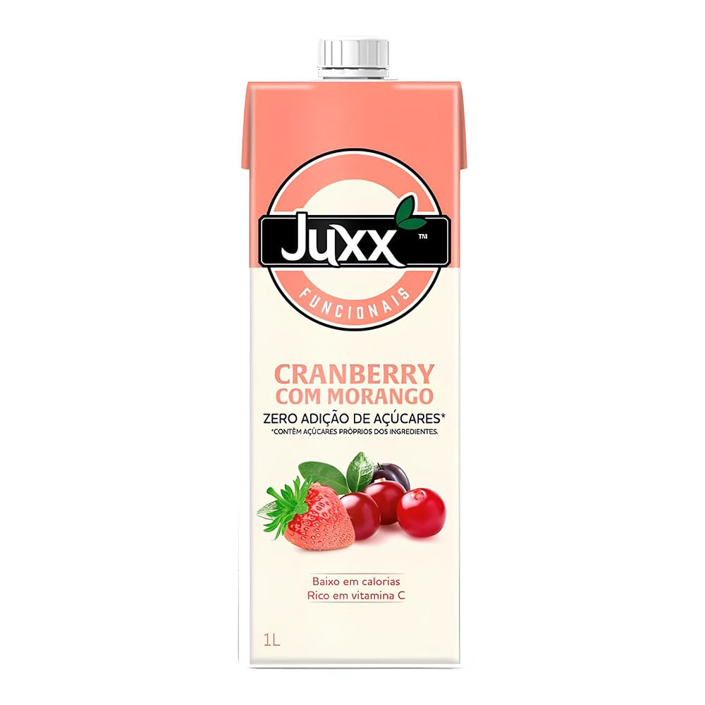 Suco Juxx de Cranberry com Morango - Baixo Teor de Açúcar - 1L