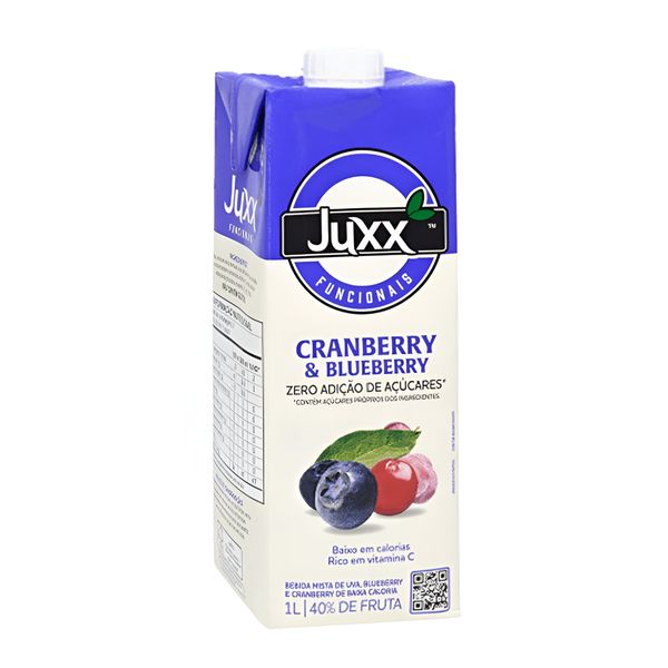 Suco Juxx de Cranberry e Blueberry - Baixo Teor de Açúcar - 1L