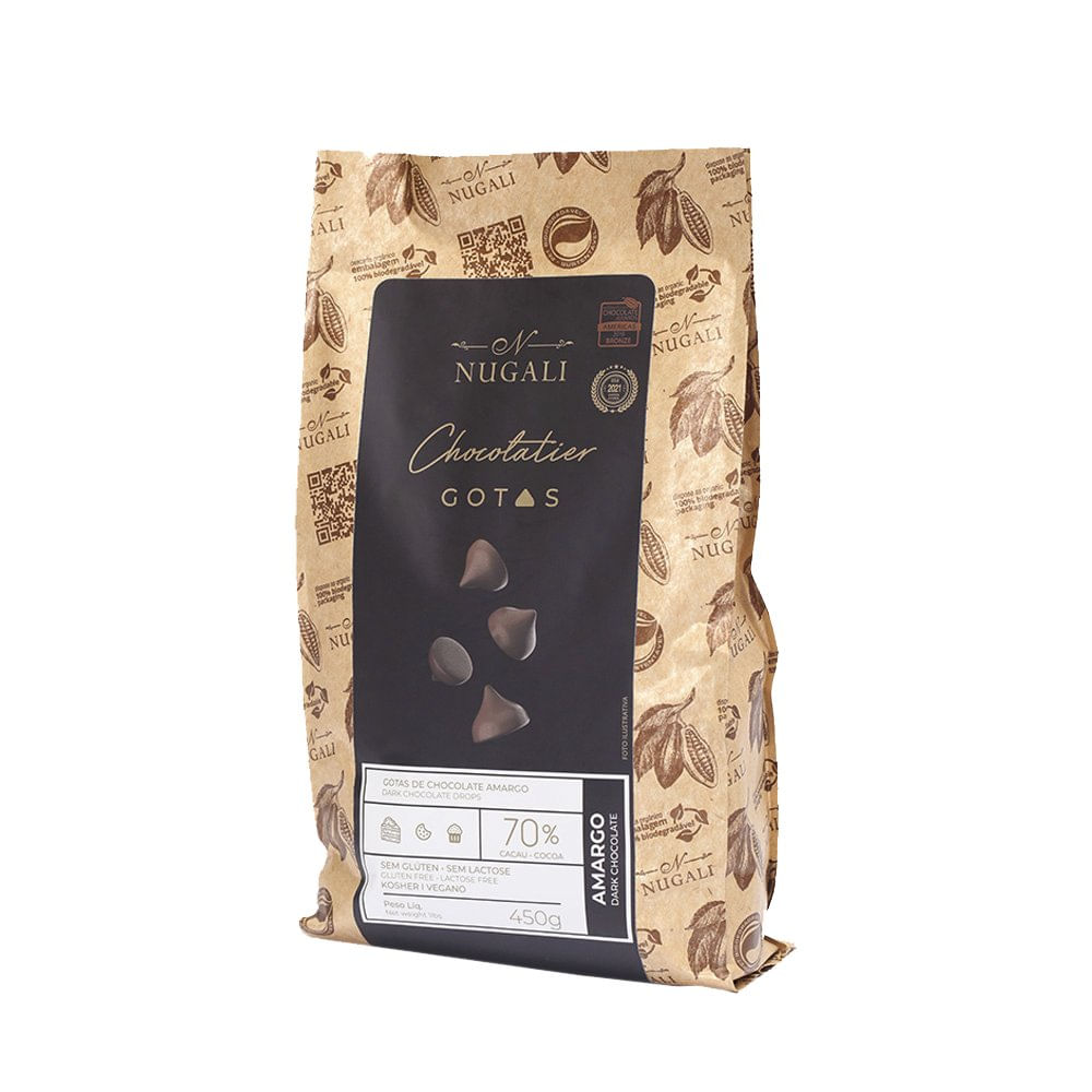 Chocolate Nugali Amargo Gotinhas 70% Cacau - 450g