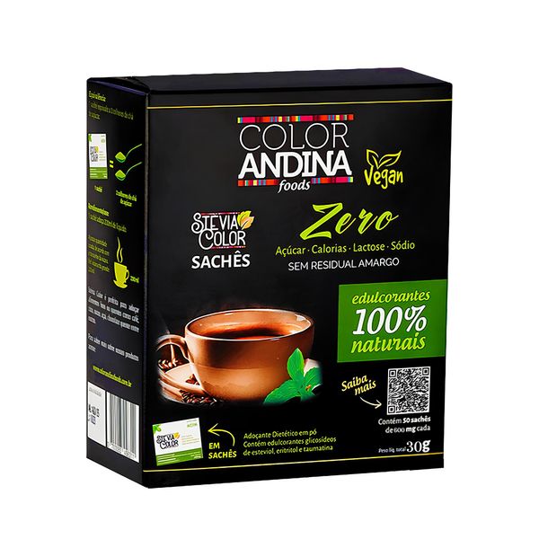 Adoçante Color Andina Foods Stevia - 50 Unidades Sachê