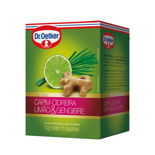 Chá Ervas Plus, Capim-Cidreira, Limão e Gengibre Dr. Oetker - 15g