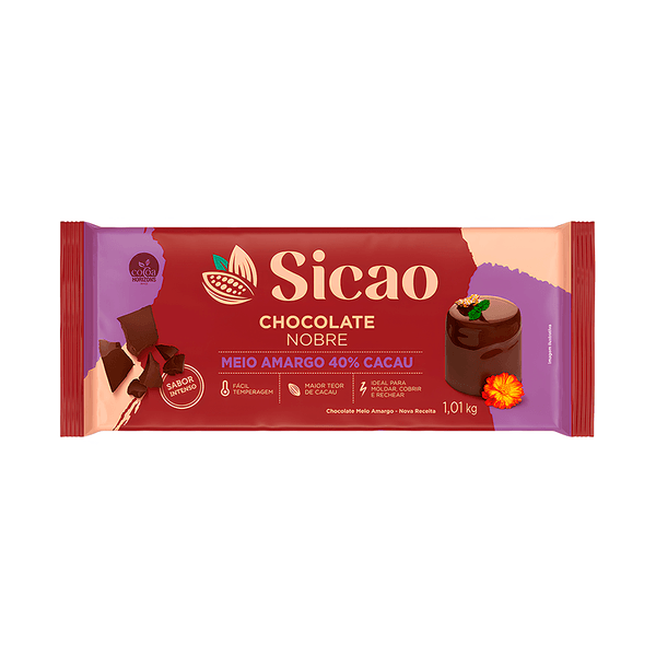 Chocolate Nobre Meio Amargo 40% Cacau Sicao - 1,01kg