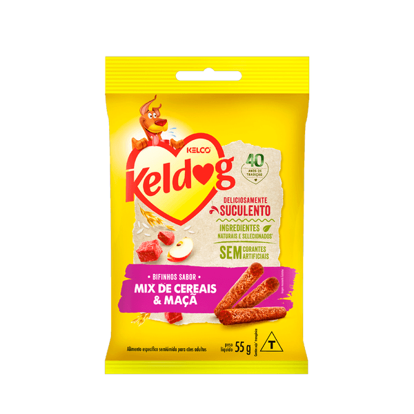 Petisco Keldog Bifinho Mix de Cereais e Maçã - 55g
